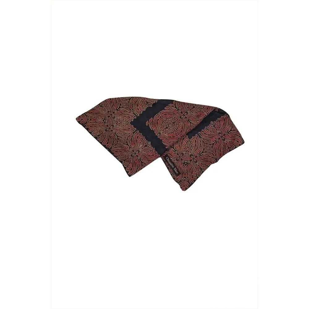 Christian Dior - Navy & Red Print Silk Scarf